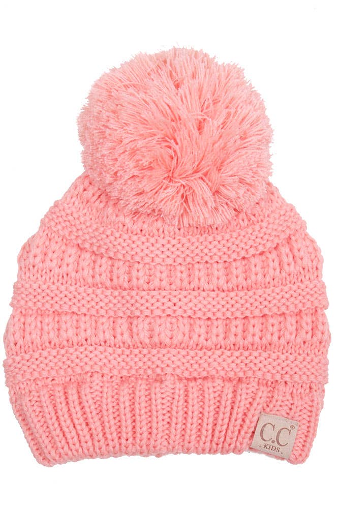 C.C Kids Solid Knit Pom Beanie