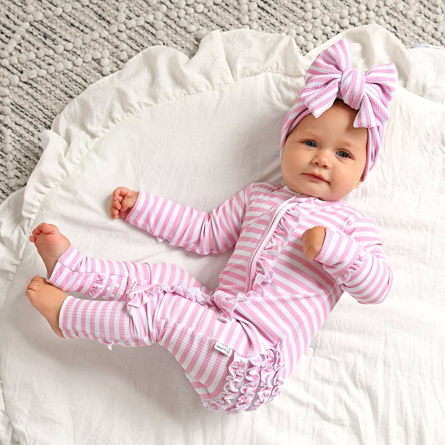 Lana Pink Ribbed RUFFLE ZIP