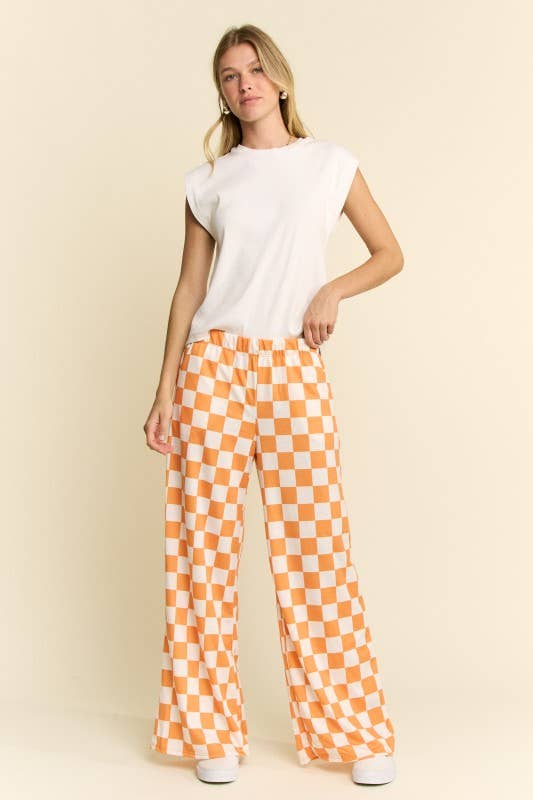 CHECKERED KNIT PANTS