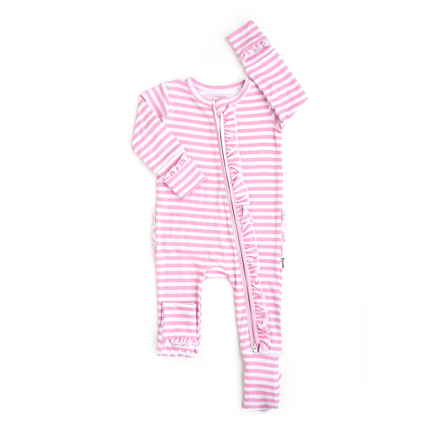 Lana Pink Ribbed RUFFLE ZIP