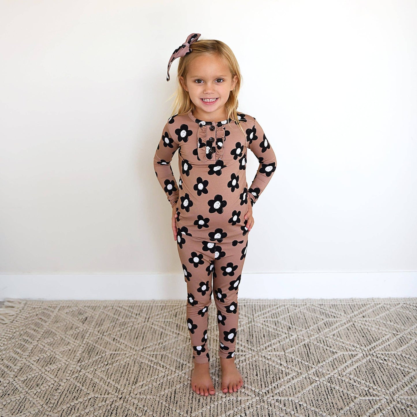 Coco RUFFLE TWO PIECE Bamboo Flowers Lounge Set Girls Outfit