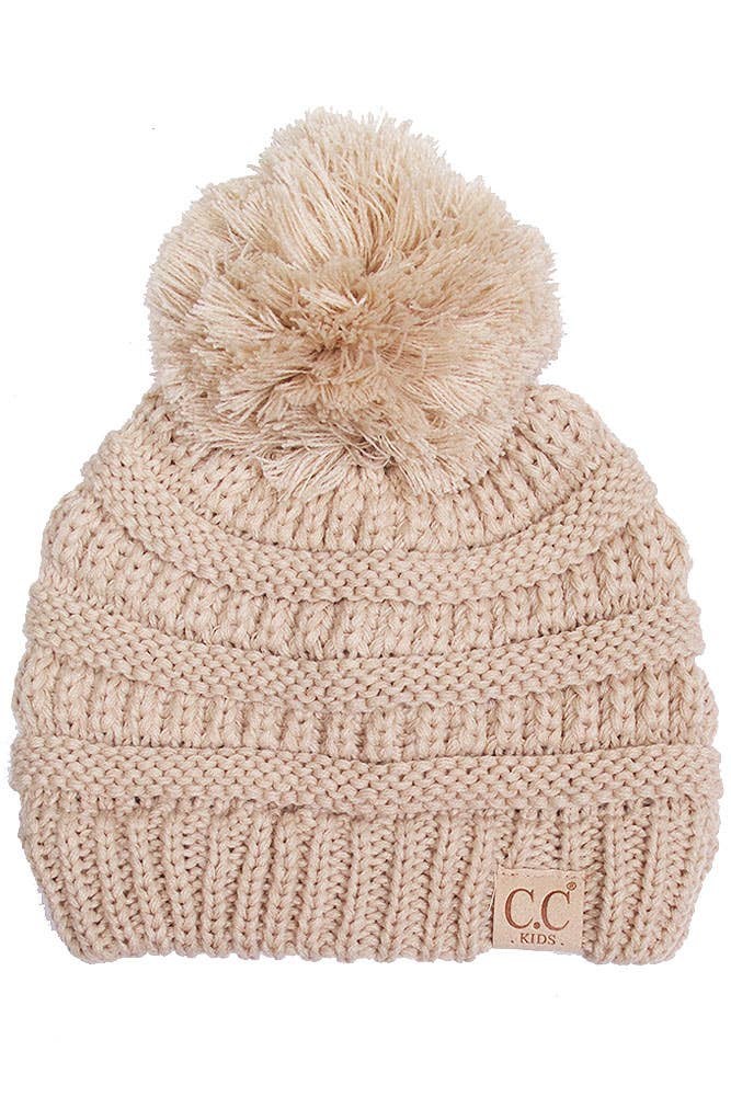 C.C Kids Solid Knit Pom Beanie
