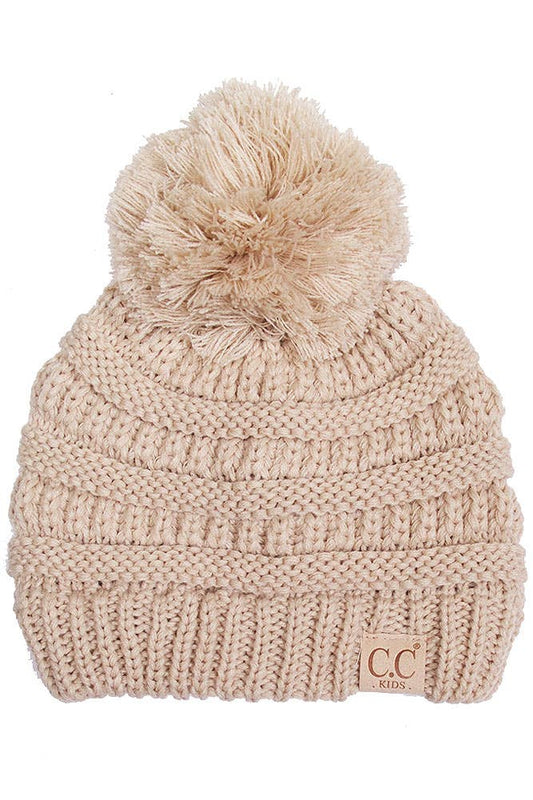 C.C Kids Solid Knit Pom Beanie