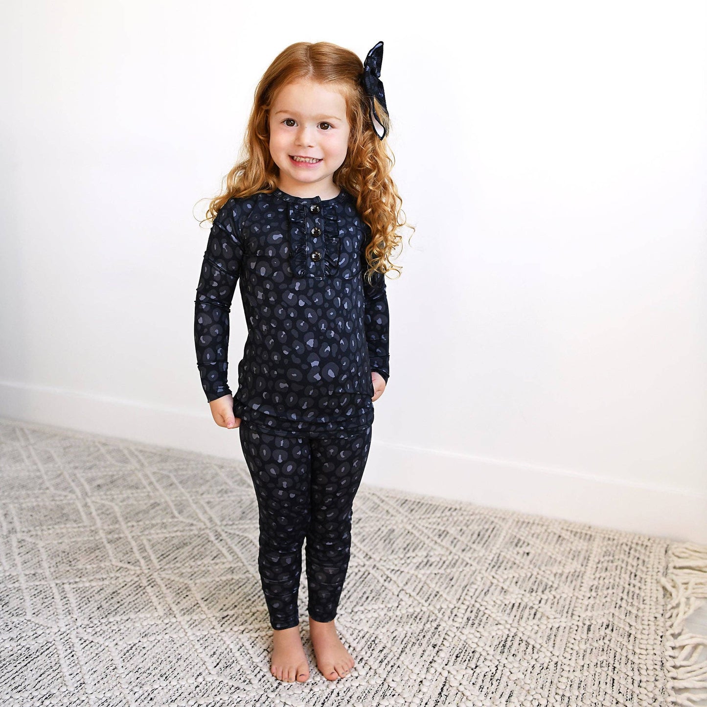 Ash Black Leopard RUFFLE TWO PIECE