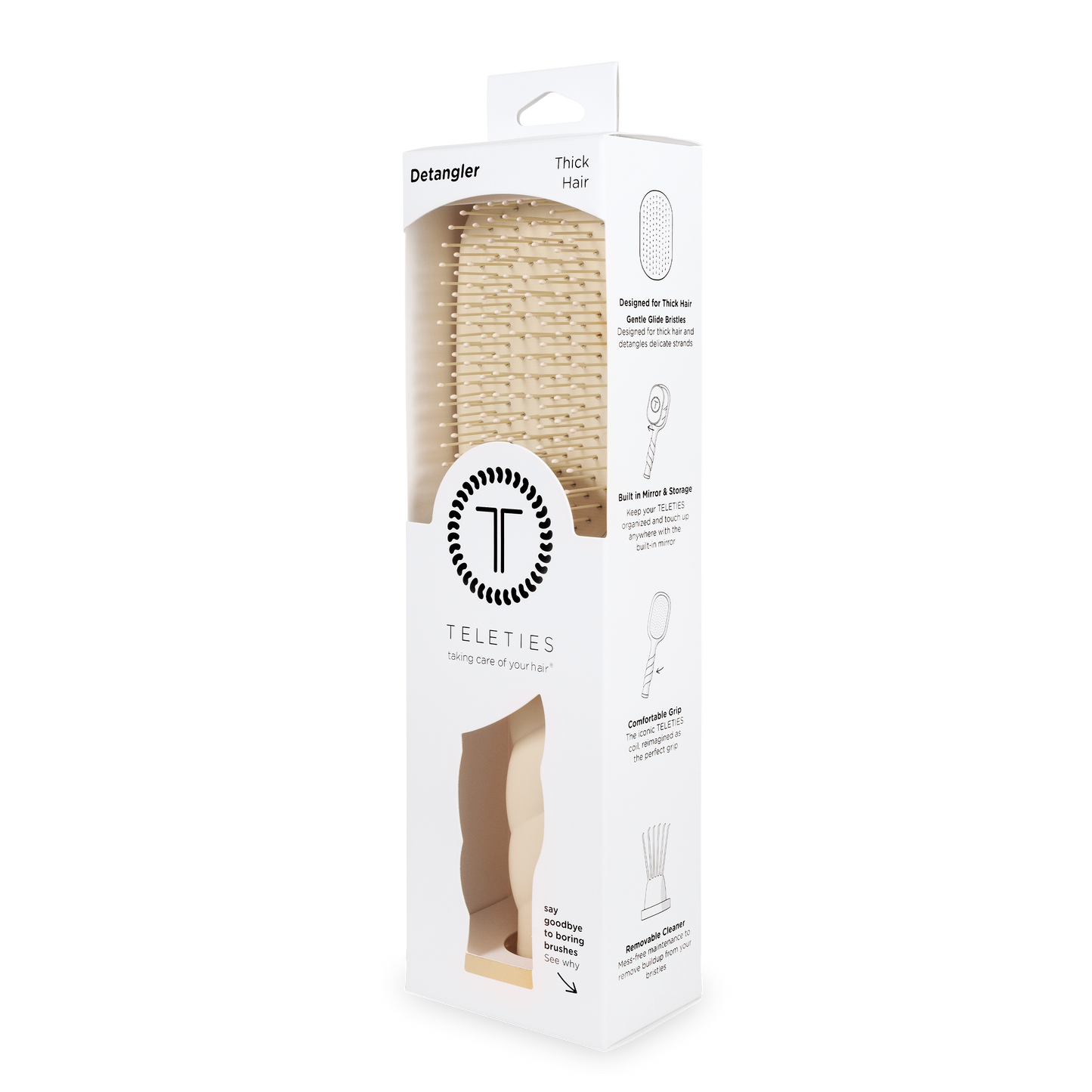 Teleties Detangler Hair Brush for Thick Hair - Tan