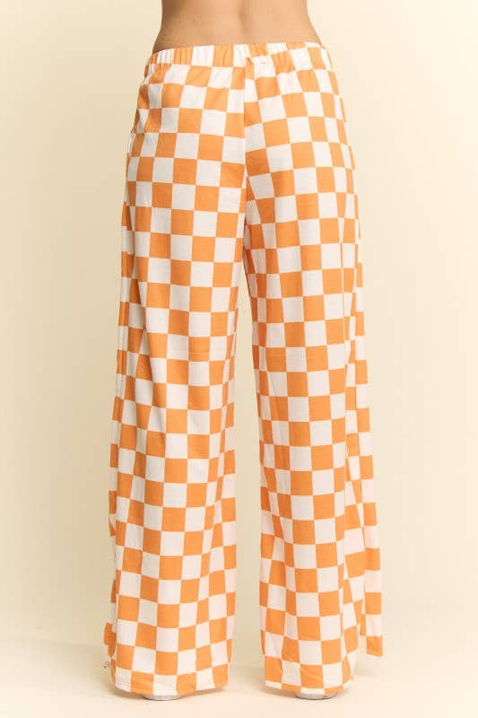CHECKERED KNIT PANTS