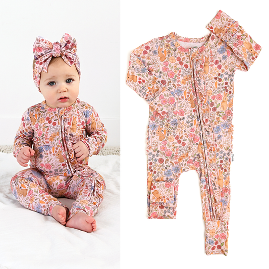 Meadow Floral Bunny Ruffle Zip