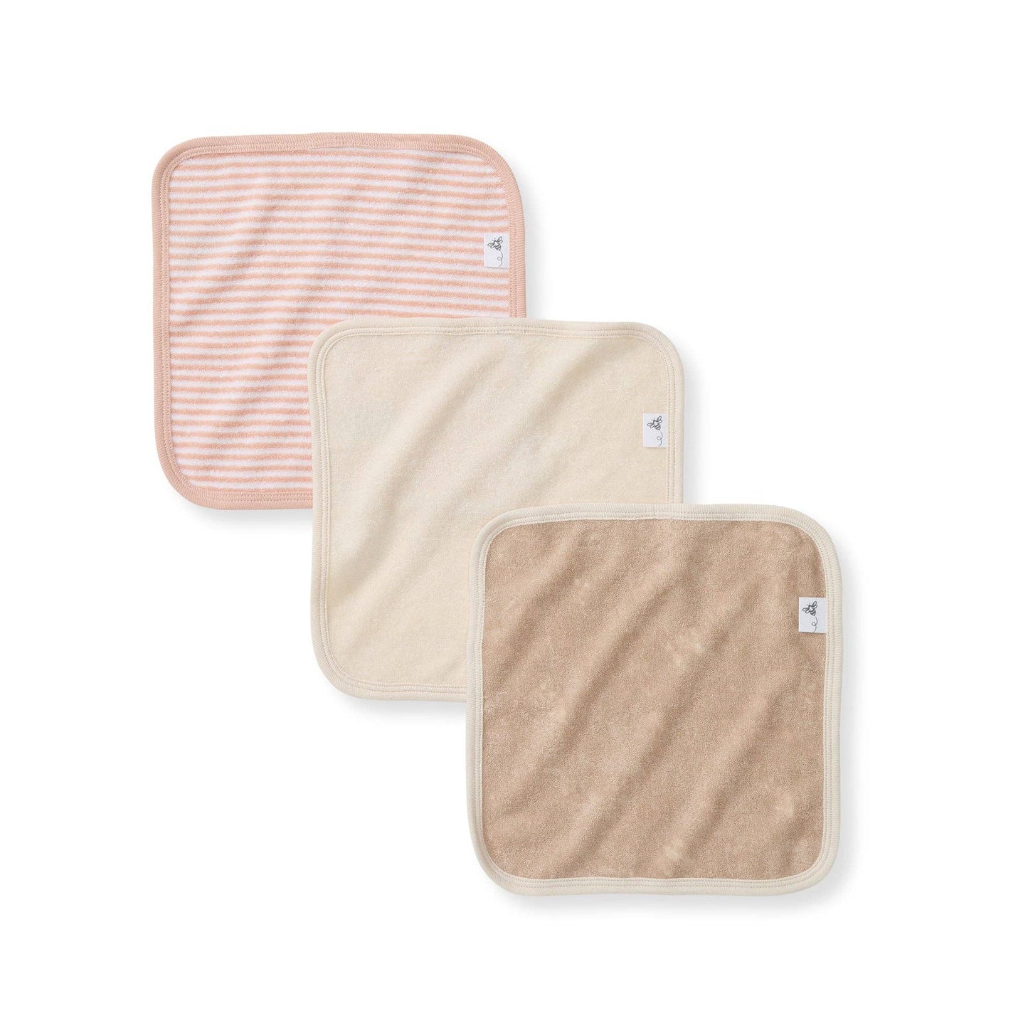 Whimsical Floral Organic Cotton Knit Terry Washcloths 3 Pack