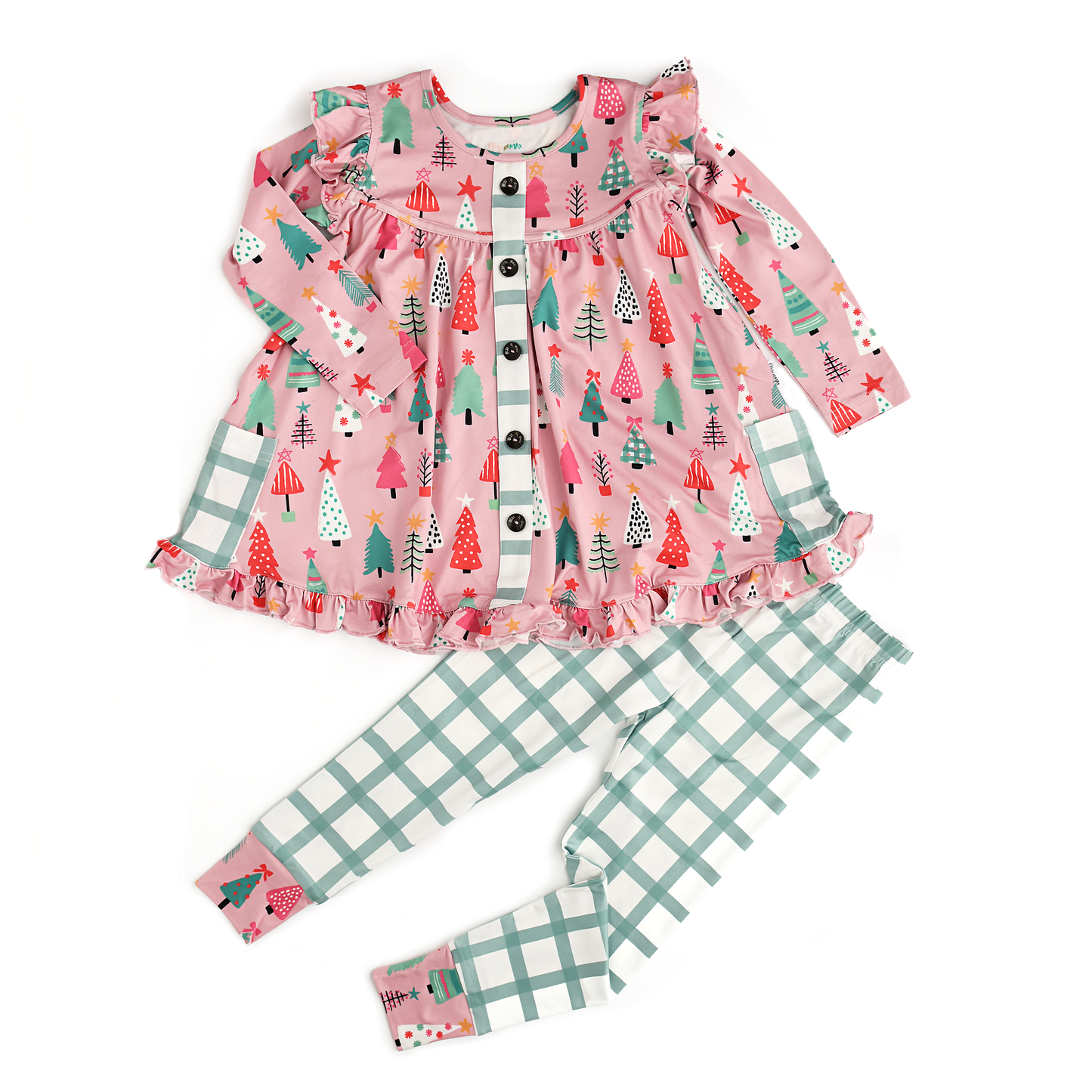 Noelle Pink Trees Peplum Set