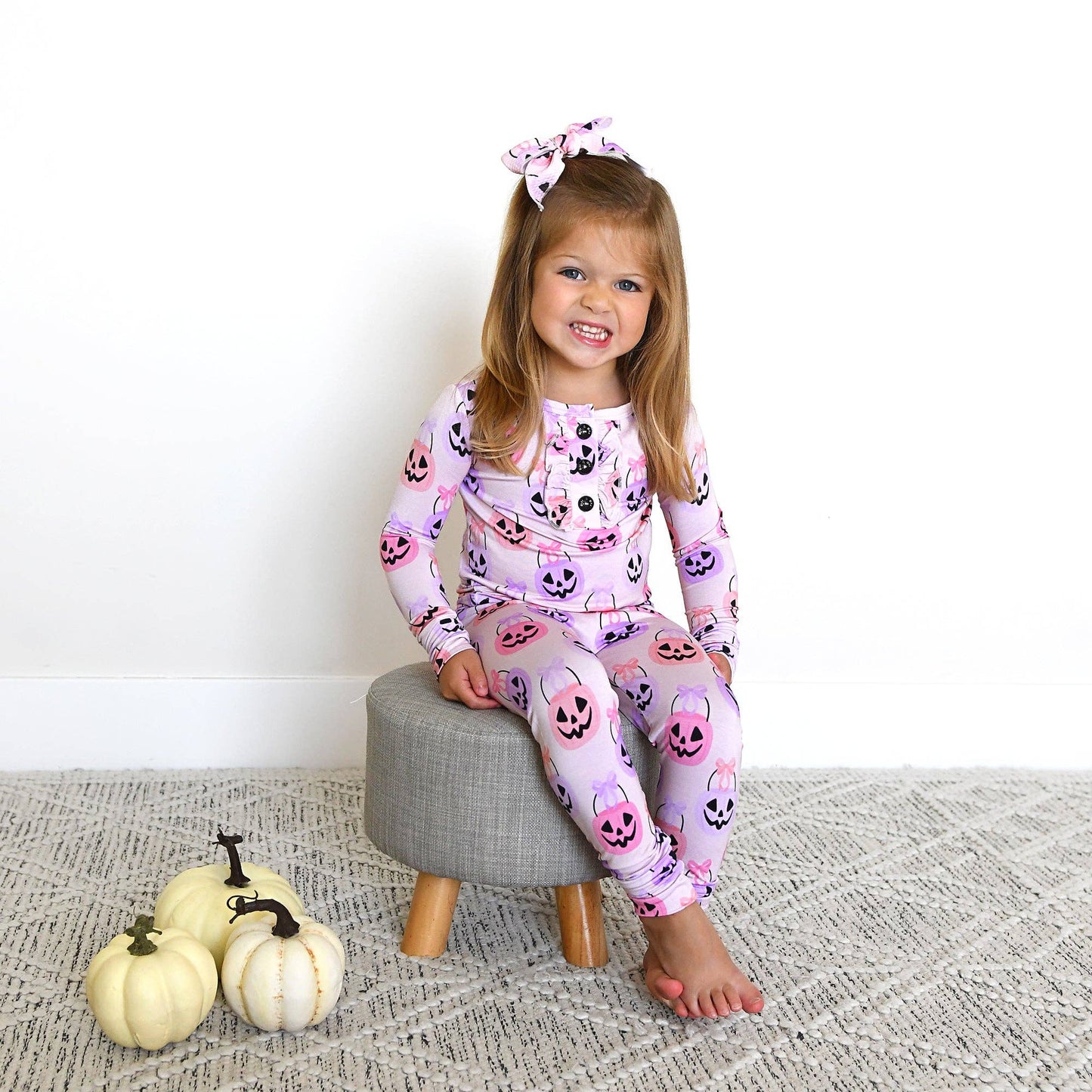 Emmy RUFFLE TWO PIECE Bamboo Halloween Pumpkins Outfit
