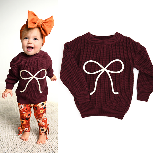 Maroon Bow SWEATER