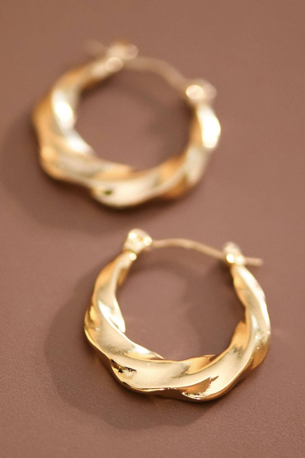 18K Gold Plated Waterproof Stainless Steel Hoop Earrings