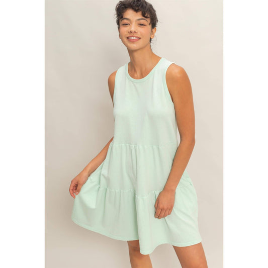 Sleeveless Crewneck Tiered Mini Dress