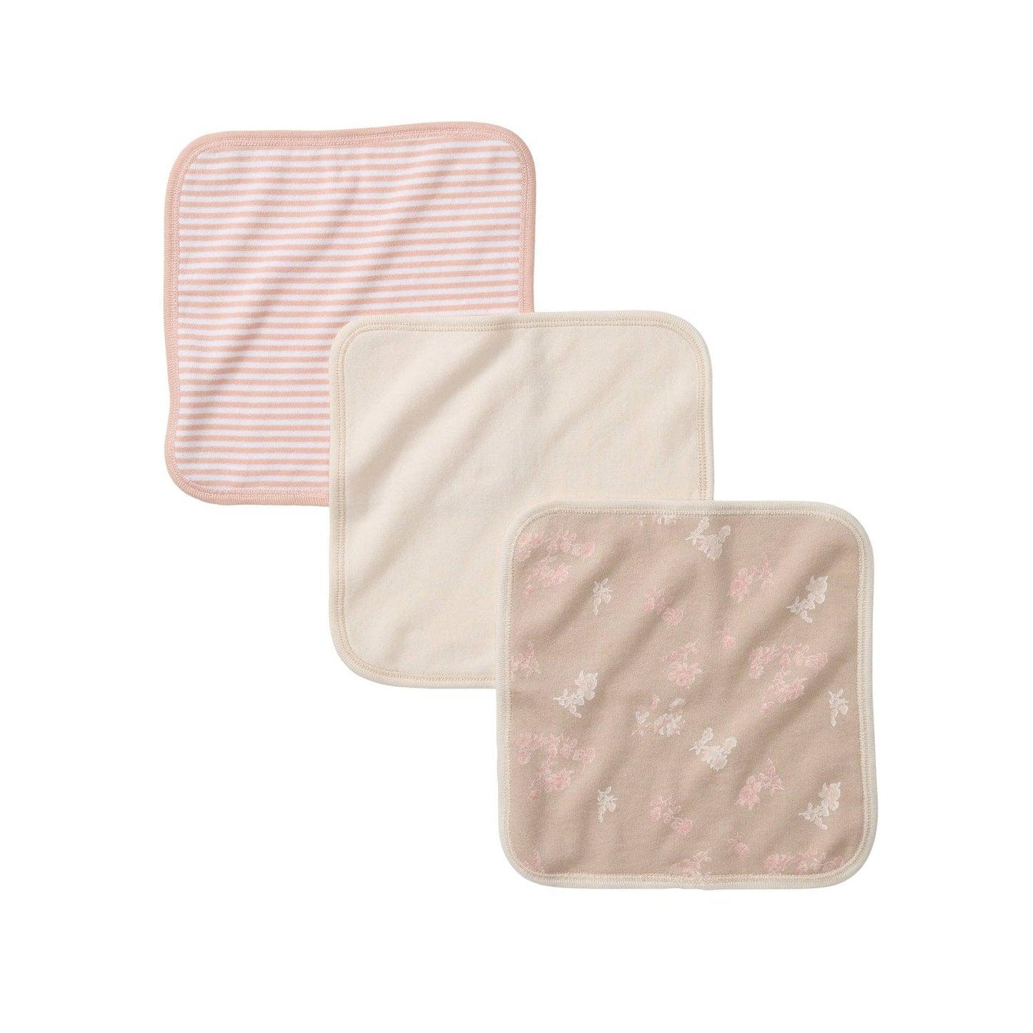 Whimsical Floral Organic Cotton Knit Terry Washcloths 3 Pack
