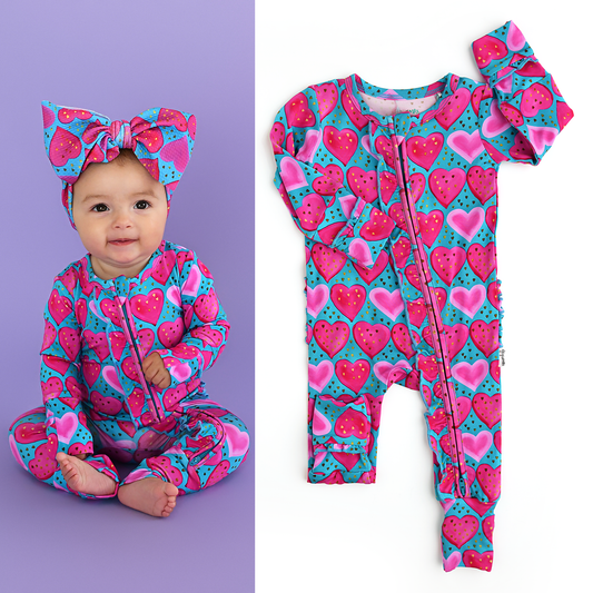 Alaina Heart Ruffle Zip