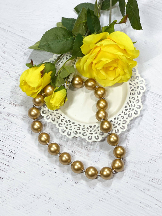 Gold Chunky Bead Necklace