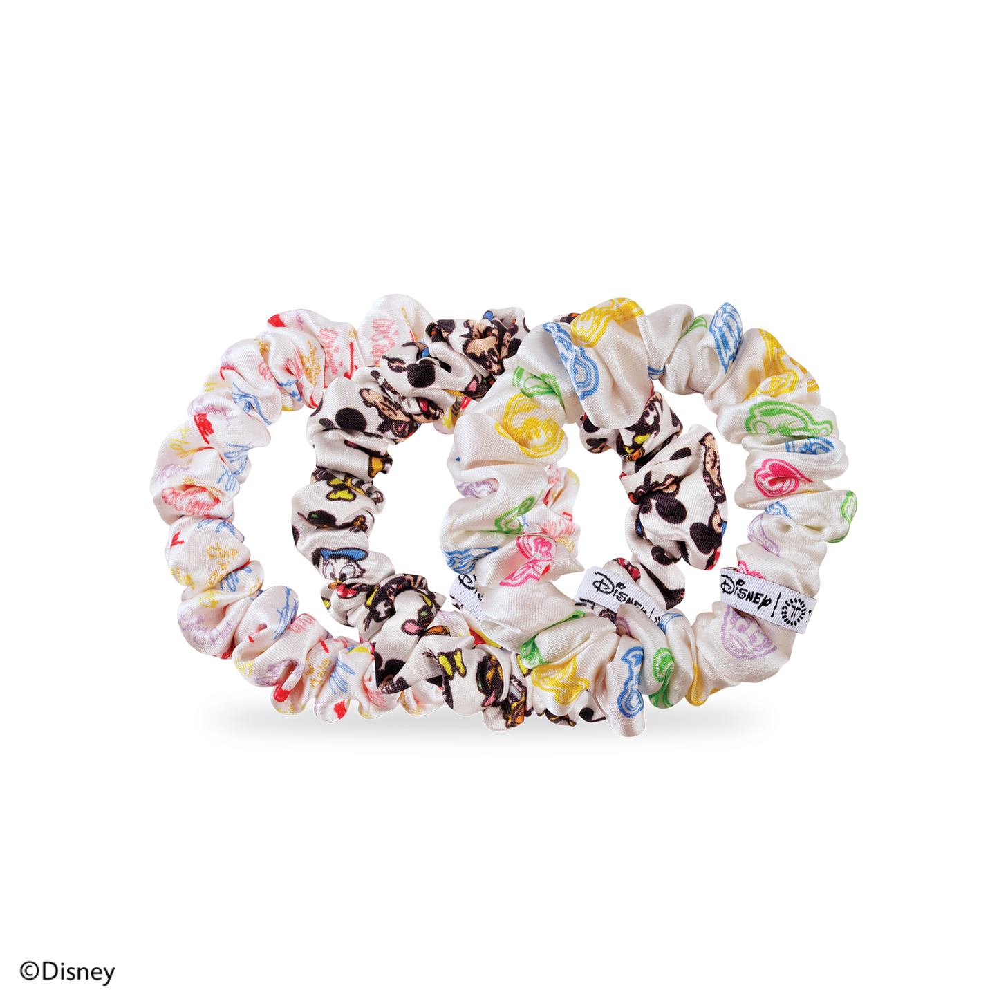Mickey and Friends Small Silk Scrunchies