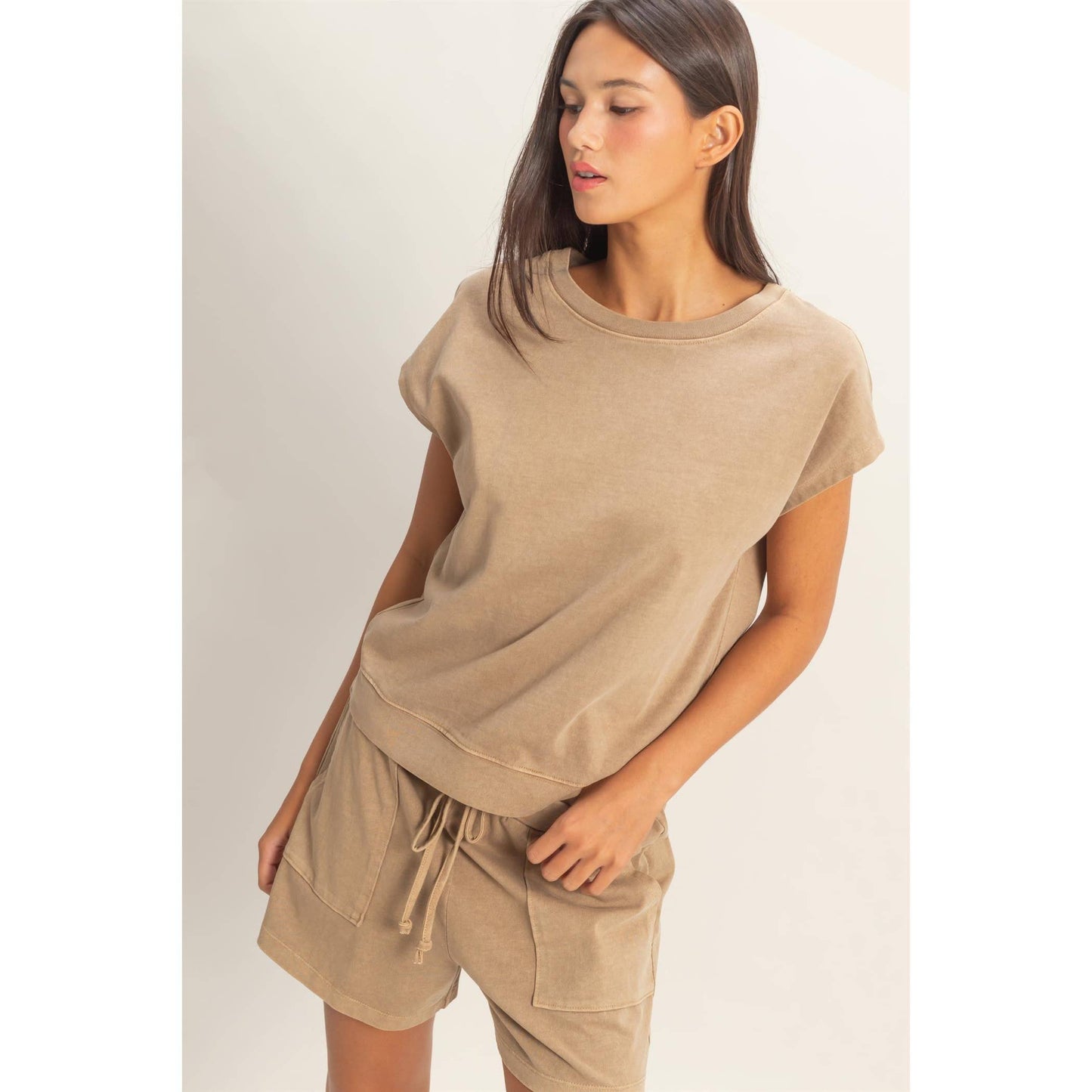 Sleeveless Crew Neck Top and Shorts Set