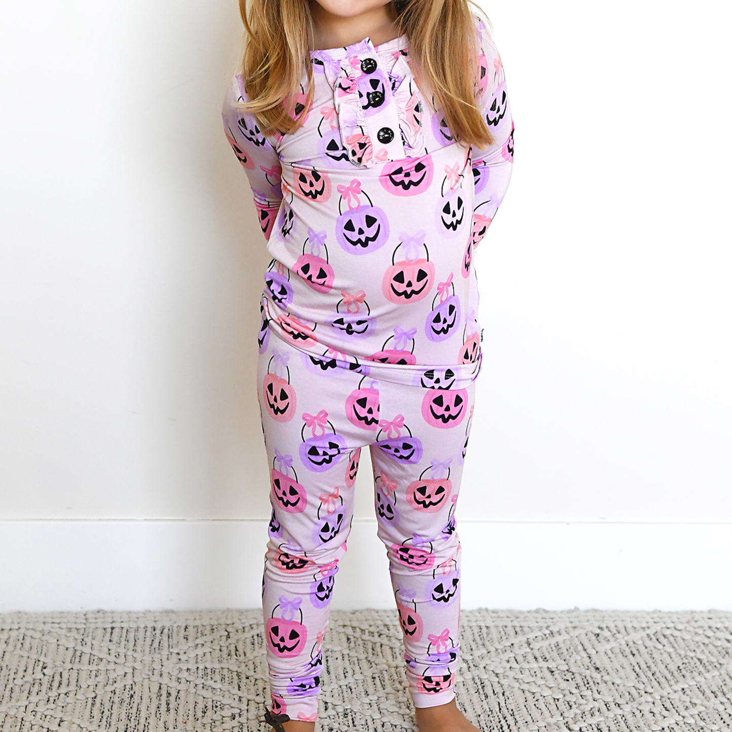 Emmy RUFFLE TWO PIECE Bamboo Halloween Pumpkins Outfit