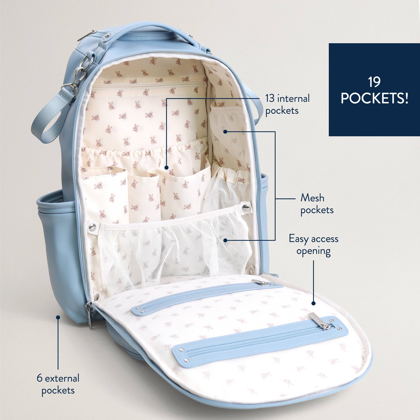 Teddy Blue Boss Plus™ Backpack Diaper Bag