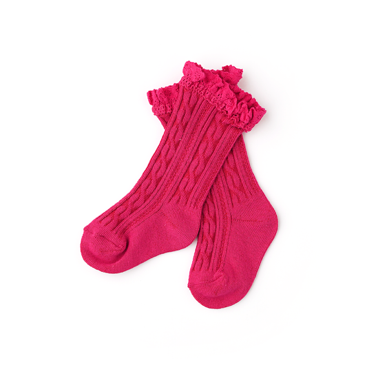 Raspberry Lace Socks