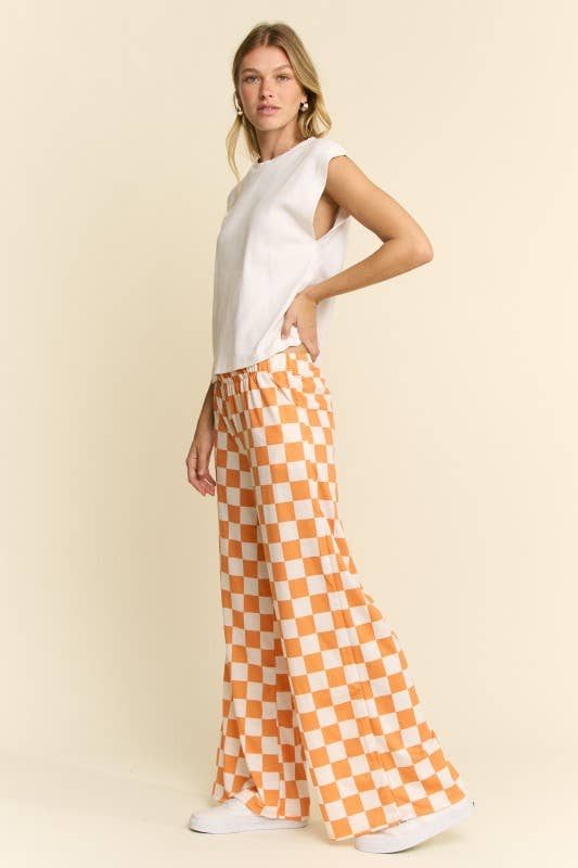 CHECKERED KNIT PANTS