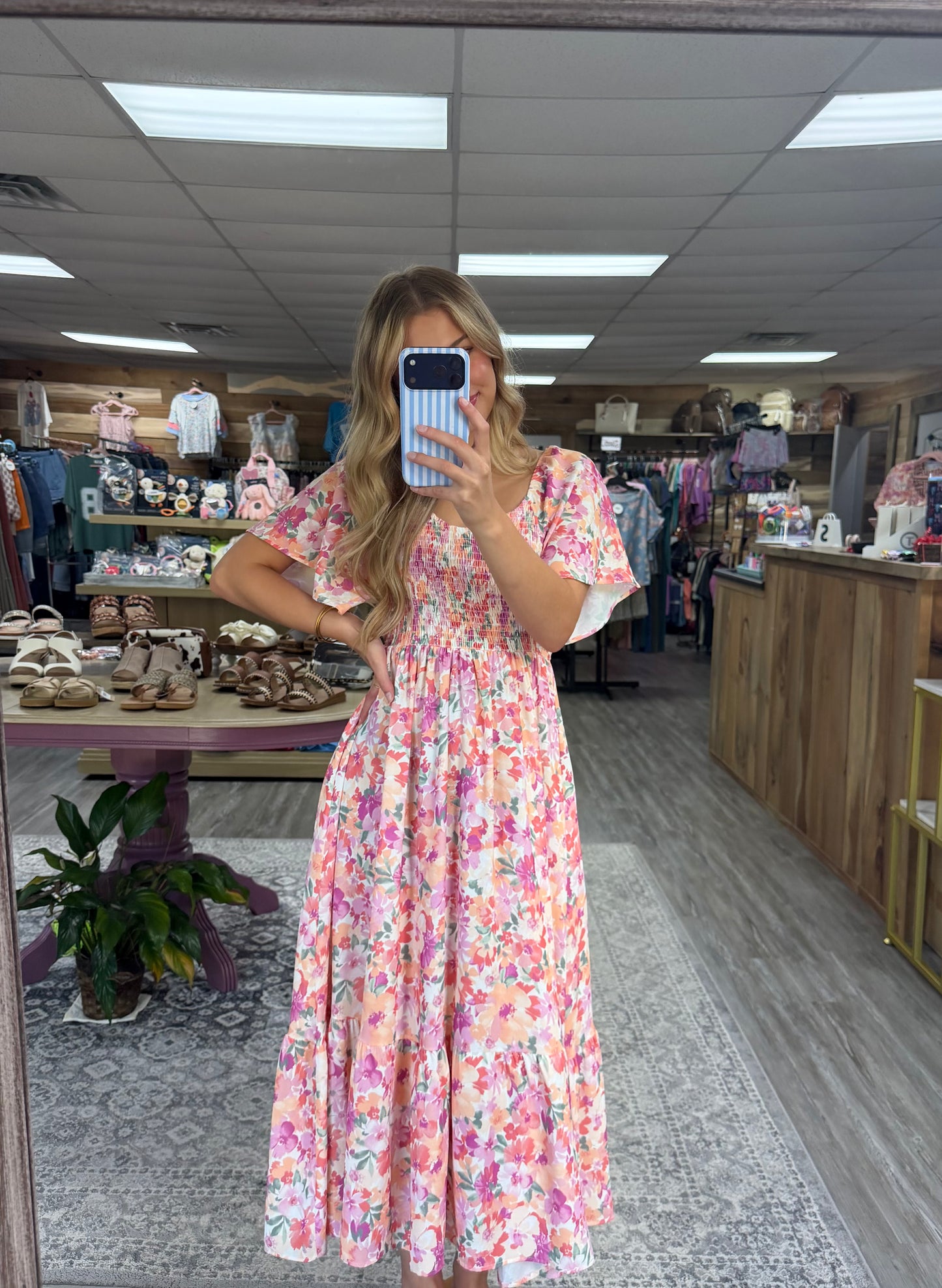 Sweetheart Flutter Sleeve Floral Maxi Dress