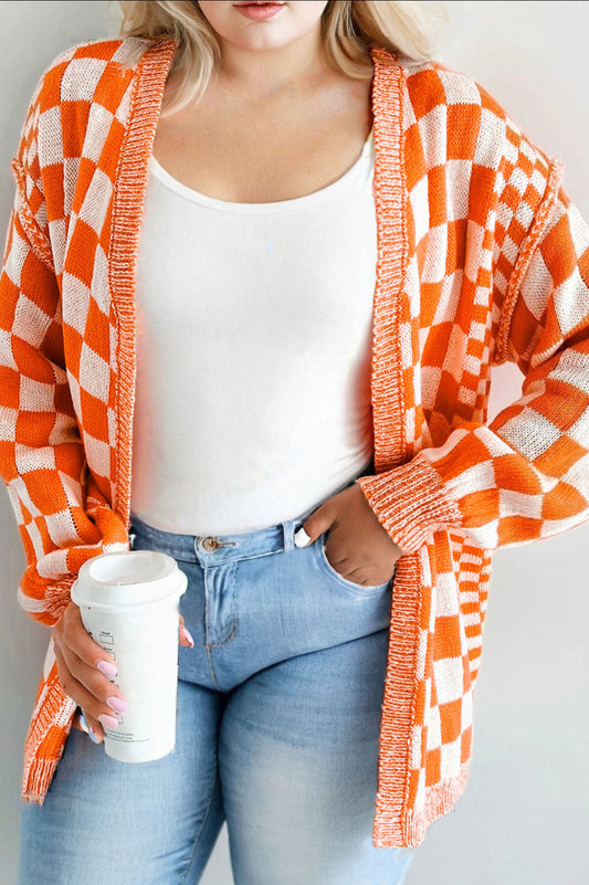 Orange Check Cardigan