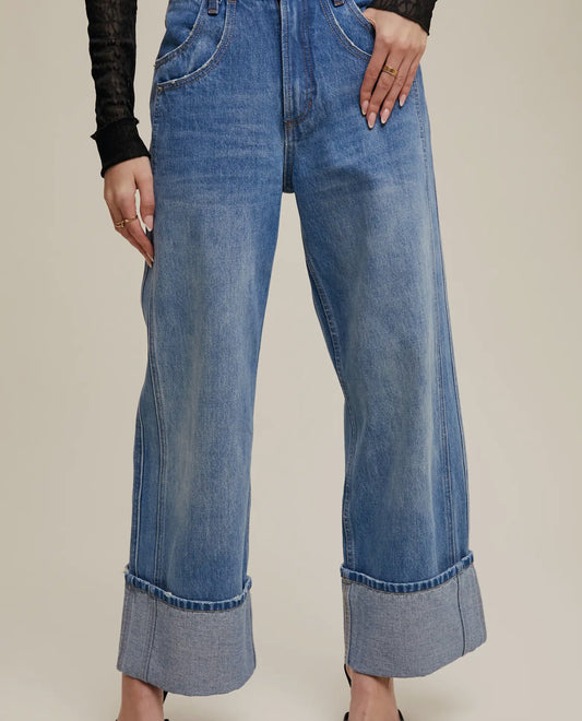 Jemma Wide Leg Cuffed Denim