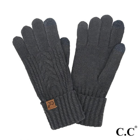 Solid Cable Knit CC Women's Gloves