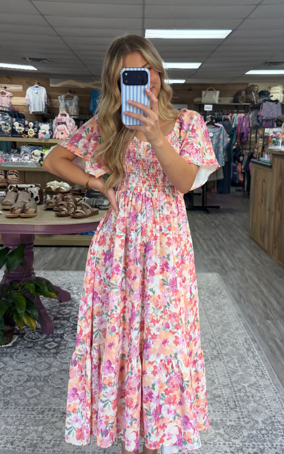 Sweetheart Flutter Sleeve Floral Maxi Dress