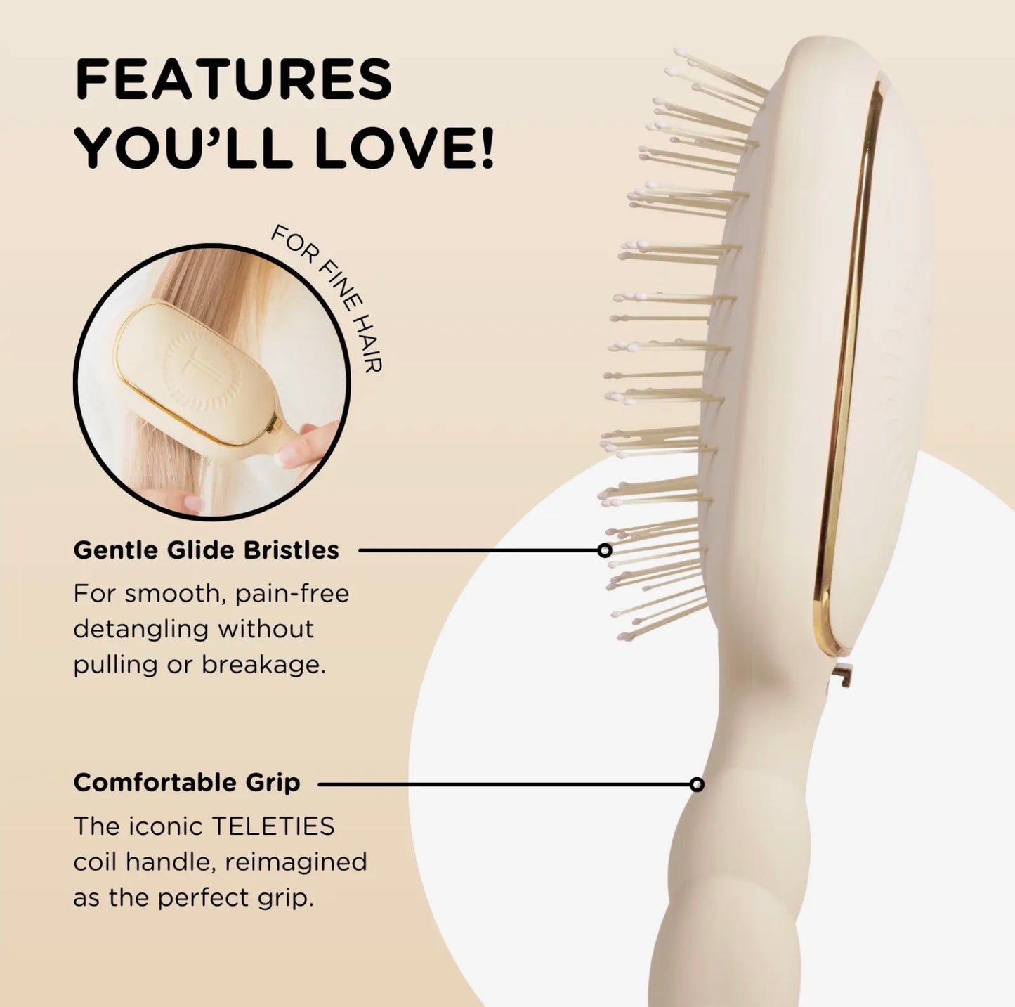Detangler Hair Brush for Fine Hair – Tan