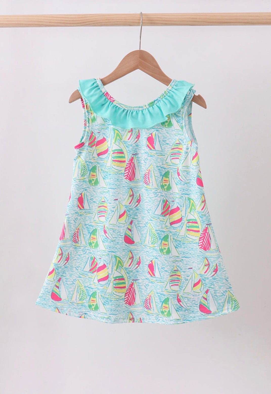 Girls Sailboat Ruffle Dress
