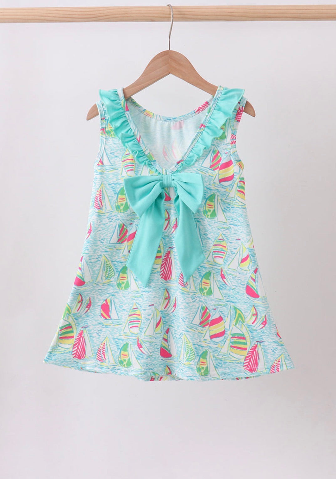 Girls Sailboat Ruffle Dress