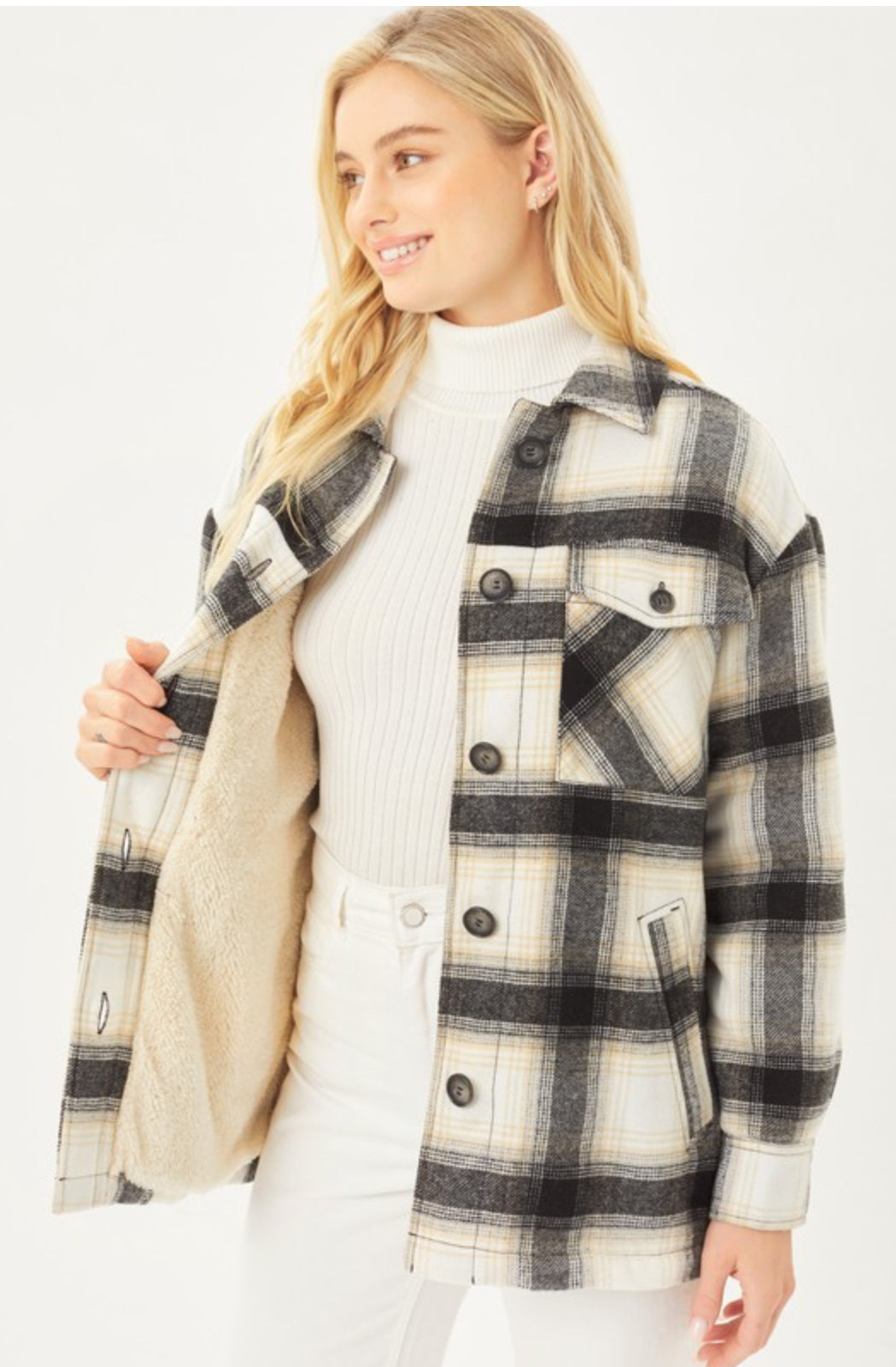 Sherpa Lined Plaid Jacket