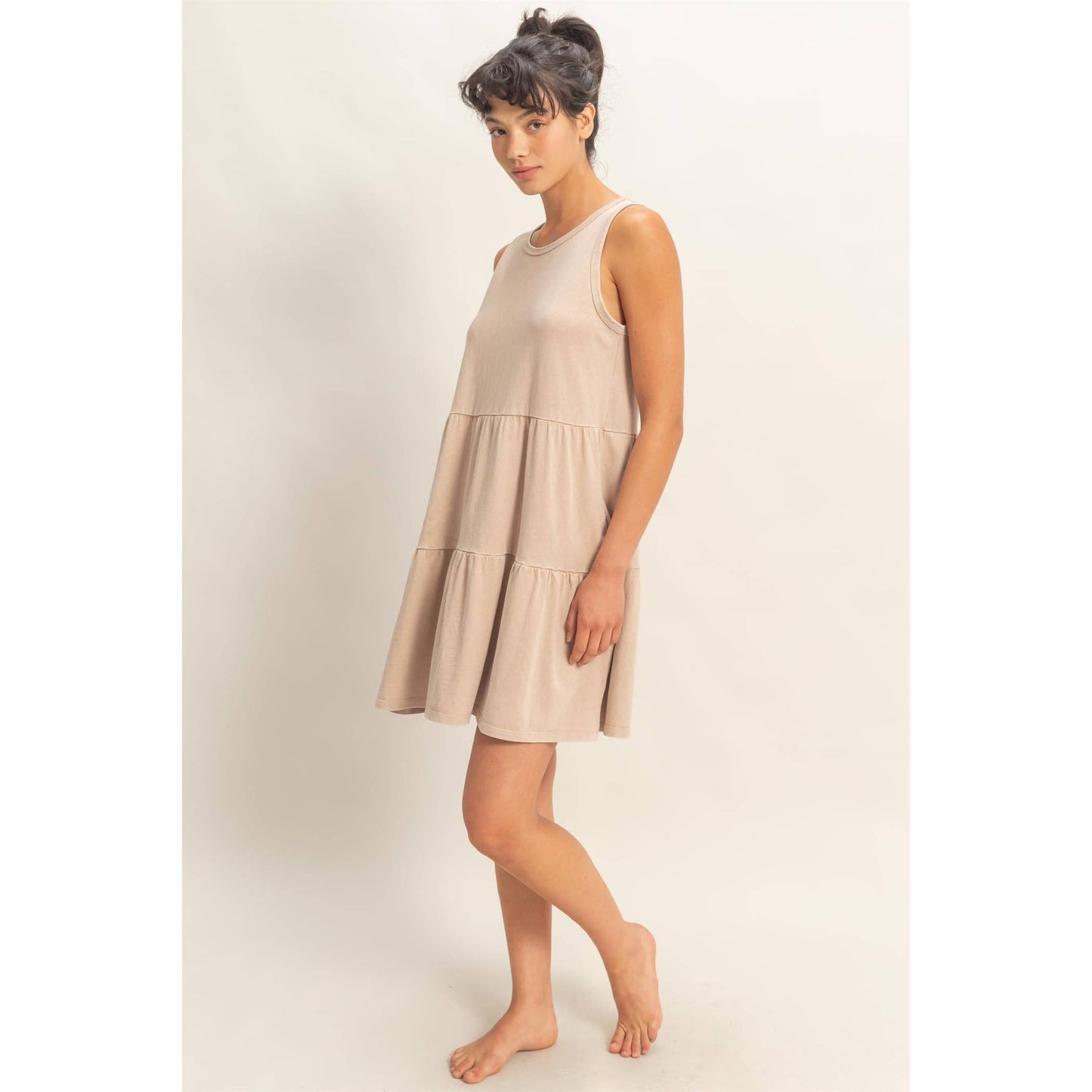 Sleeveless Crewneck Tiered Mini Dress