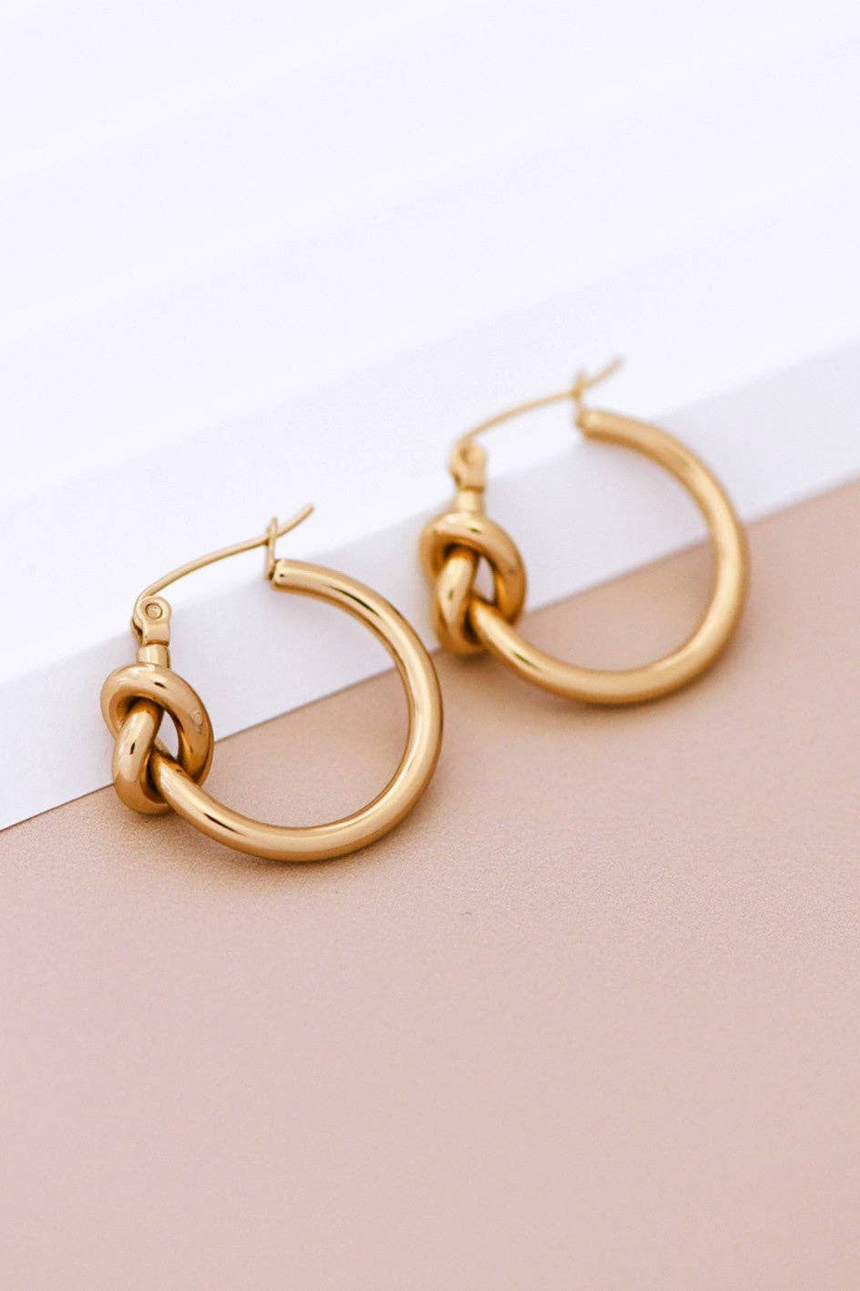 18K Gold Plated Waterproof Stainless Steel Hoop Earrings