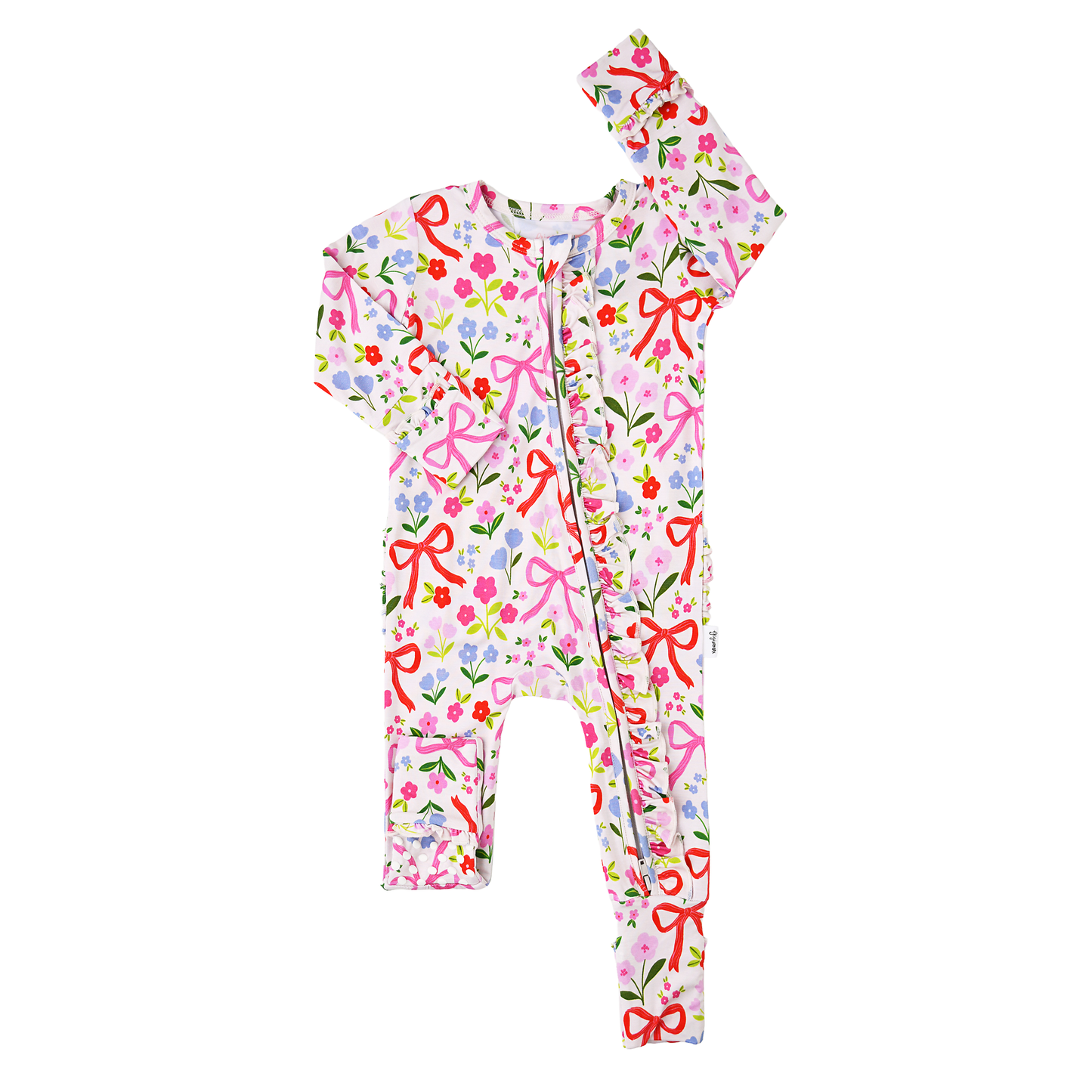 Floral Bows V RUFFLE ZIP