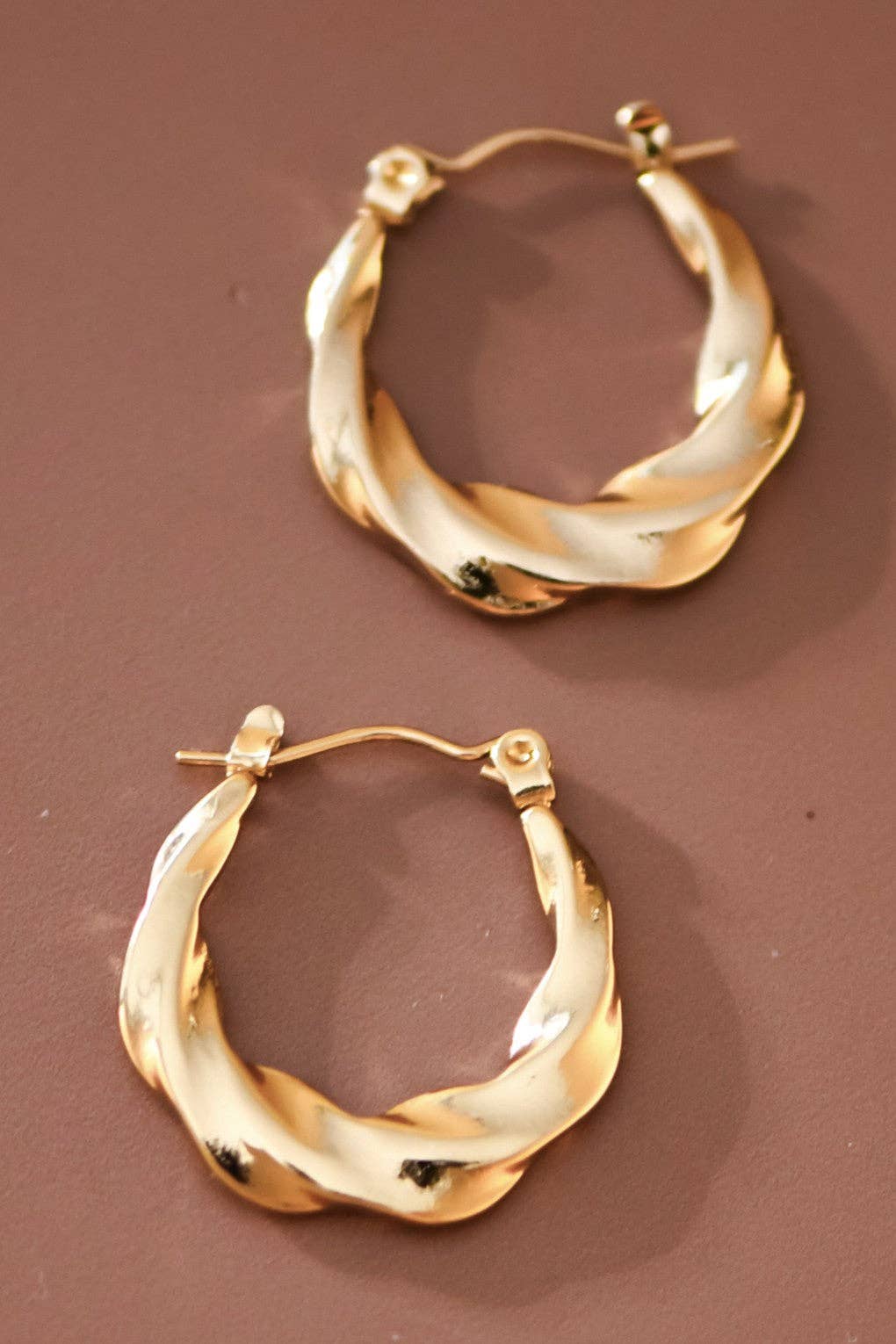 18K Gold Plated Waterproof Stainless Steel Hoop Earrings