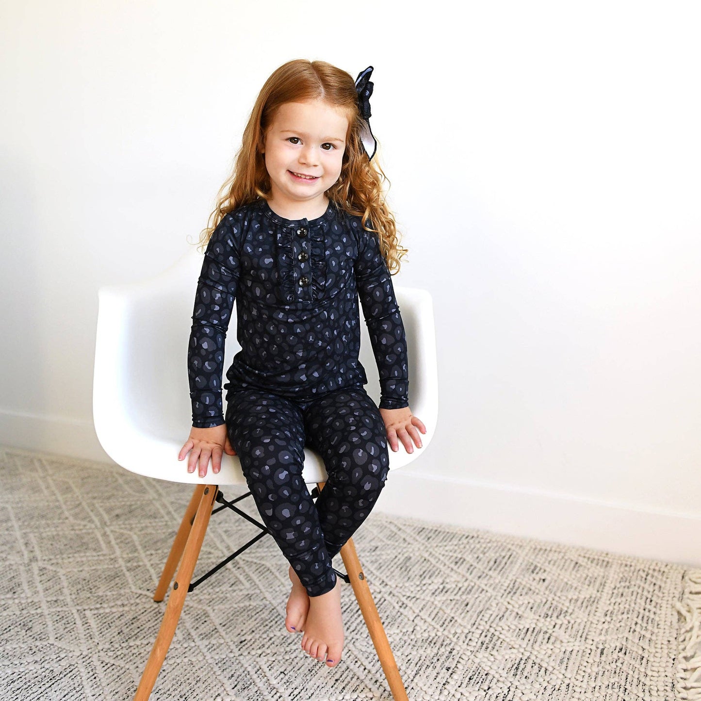 Ash Black Leopard RUFFLE TWO PIECE