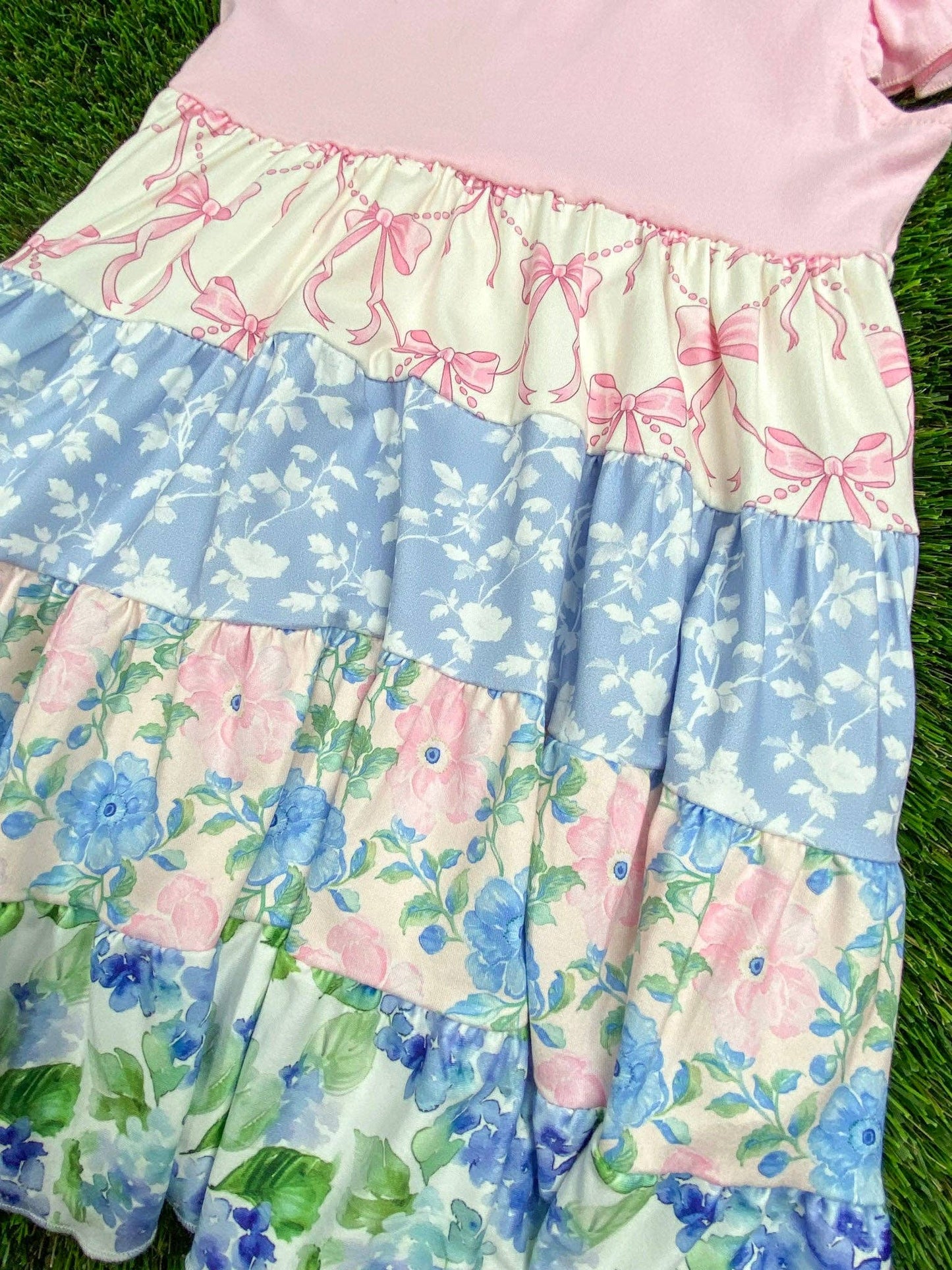 Pink Floral Tiered Dress