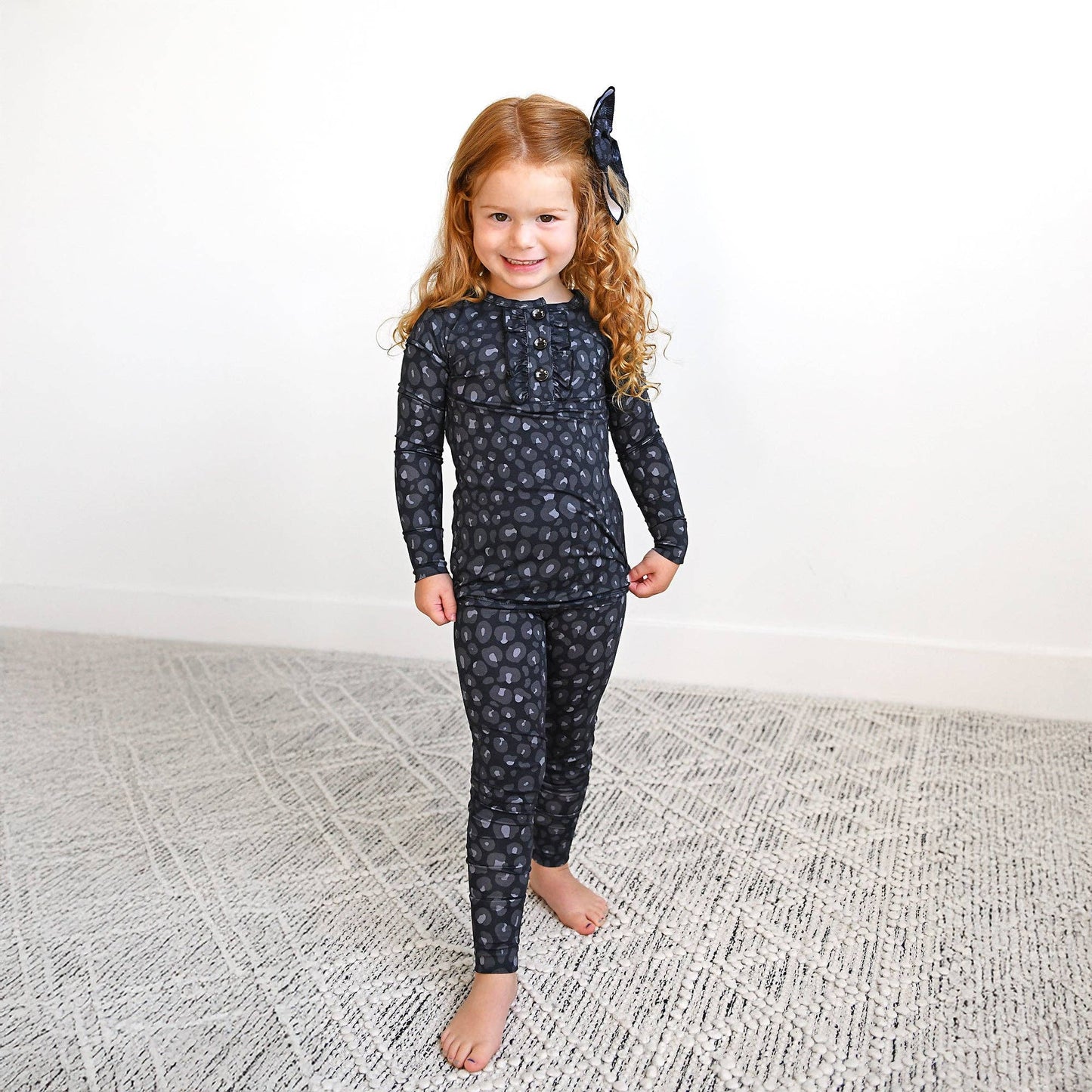 Ash Black Leopard RUFFLE TWO PIECE
