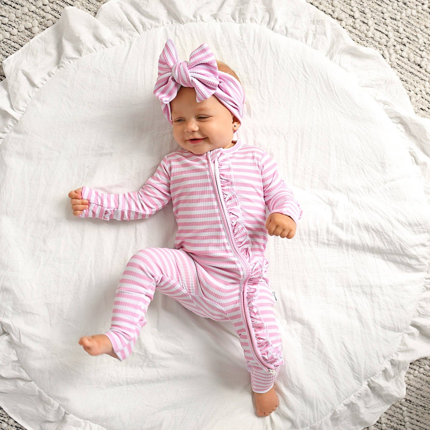 Lana Pink Ribbed RUFFLE ZIP