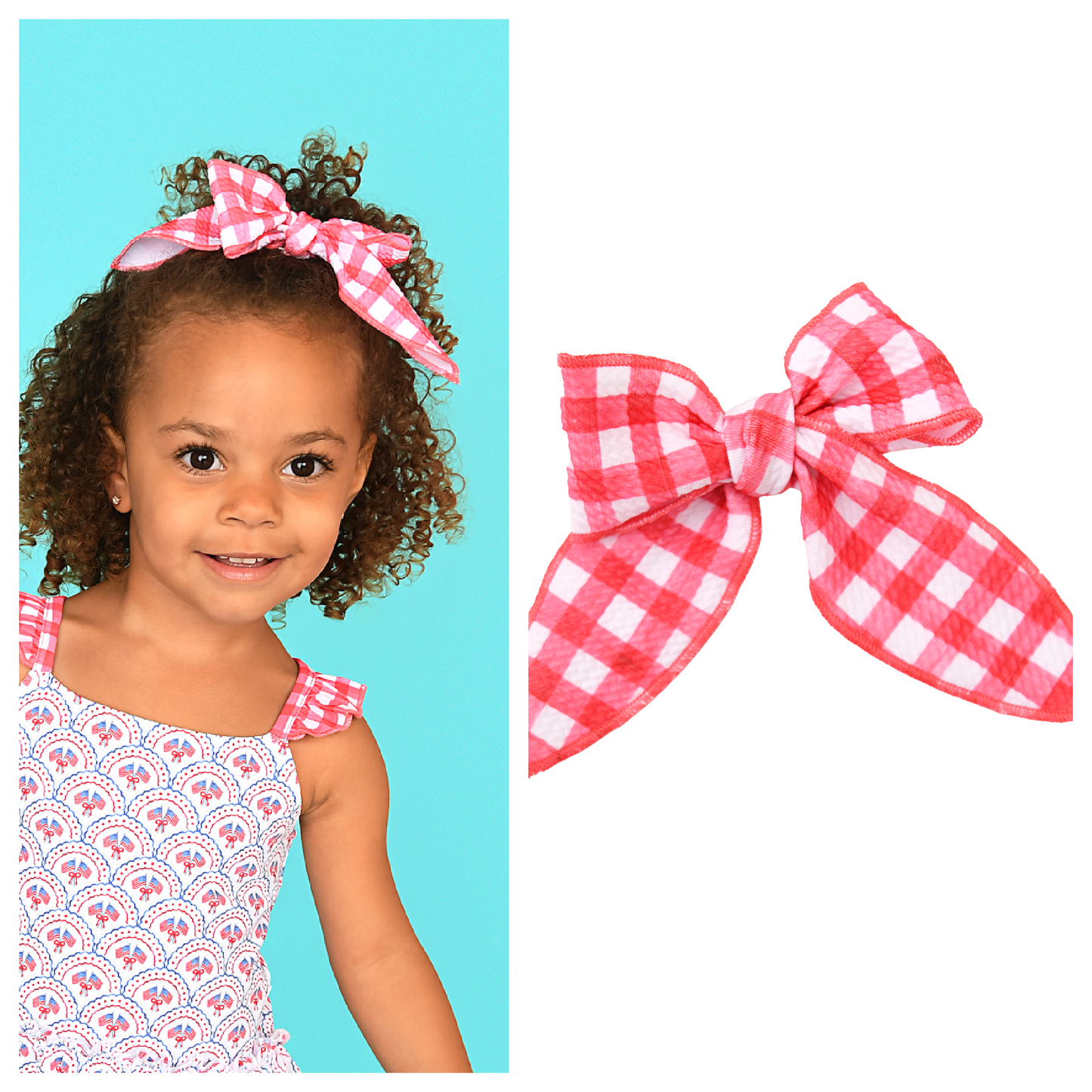 Red Gingham CLIP BOW