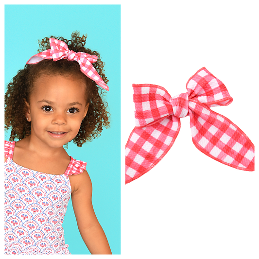 Red Gingham CLIP BOW
