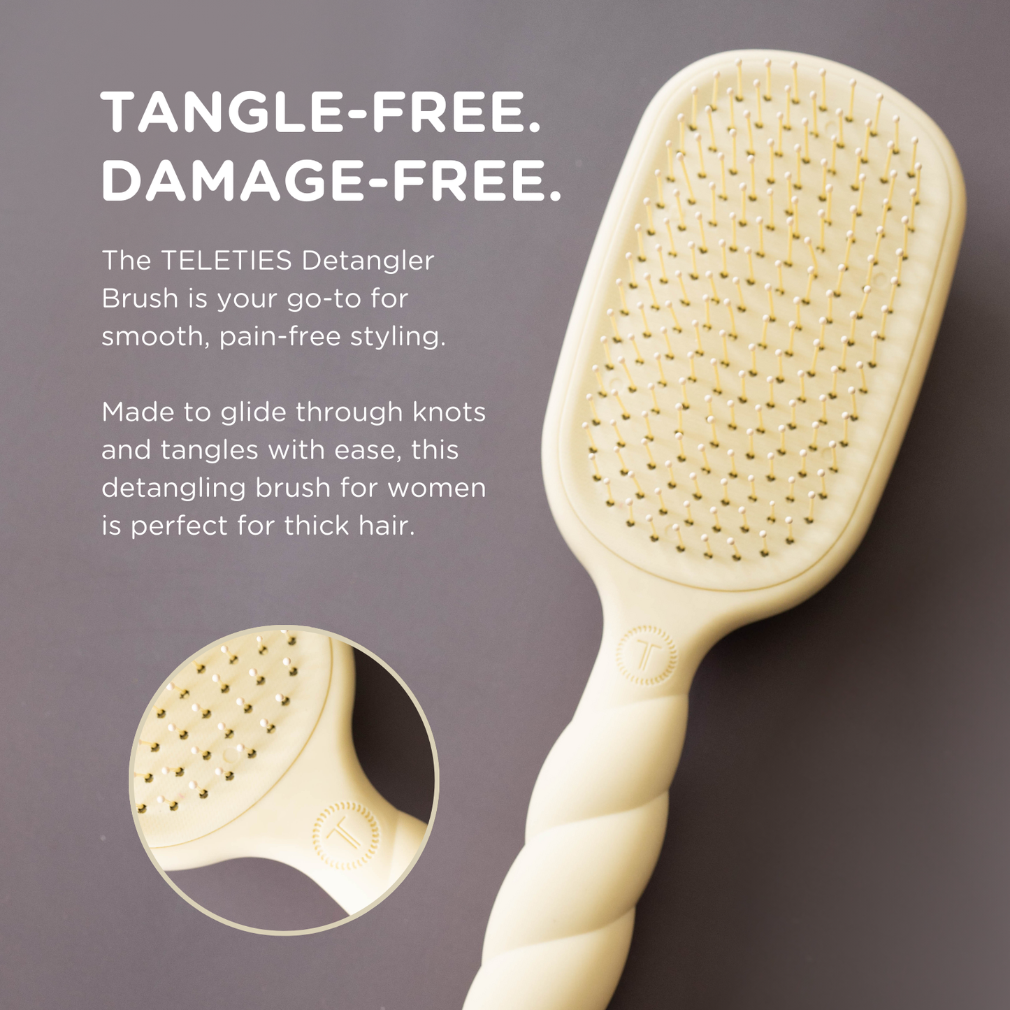 Teleties Detangler Hair Brush for Thick Hair - Tan