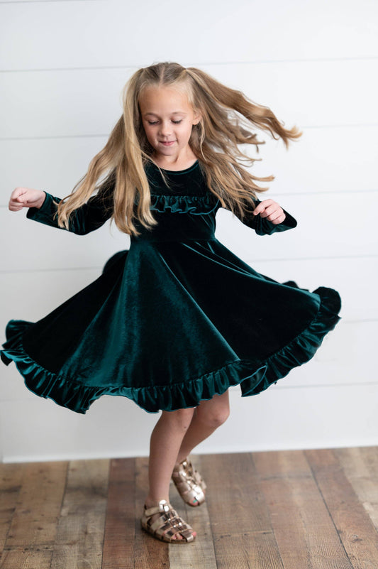 Emerald Green Velvet Dress