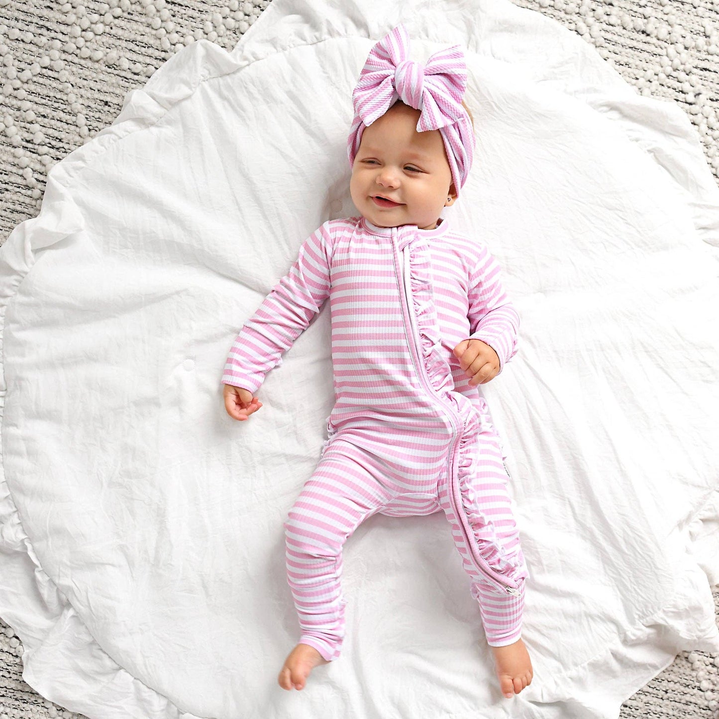 Lana Pink Ribbed RUFFLE ZIP