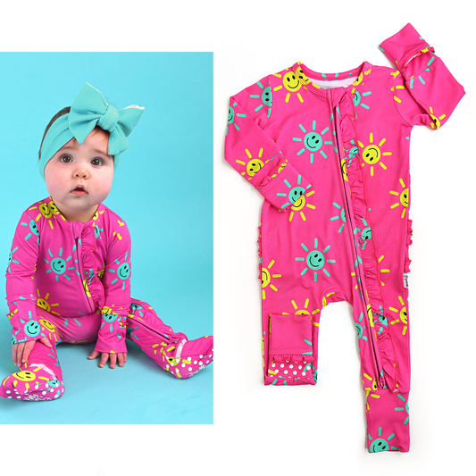 Brittany Smiley Face Ruffle Zip