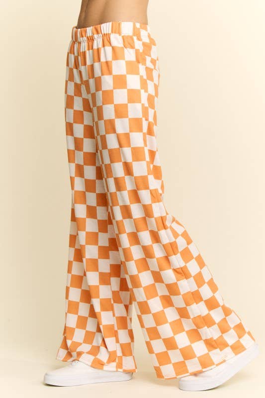 CHECKERED KNIT PANTS